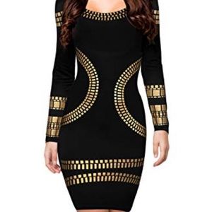 🆕 Sexy Gold Foil Print Dress